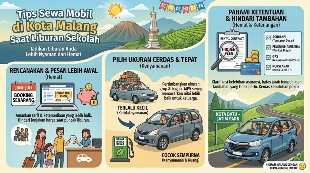Tips Sewa Mobil di Kota Malang Saat Liburan Sekolah Agar Liburan Lebih Nyaman dan Hemat